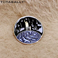 totasally fashion cuty father and son love shooting star enamal round brooch pin for women kids gift jewelries dropship