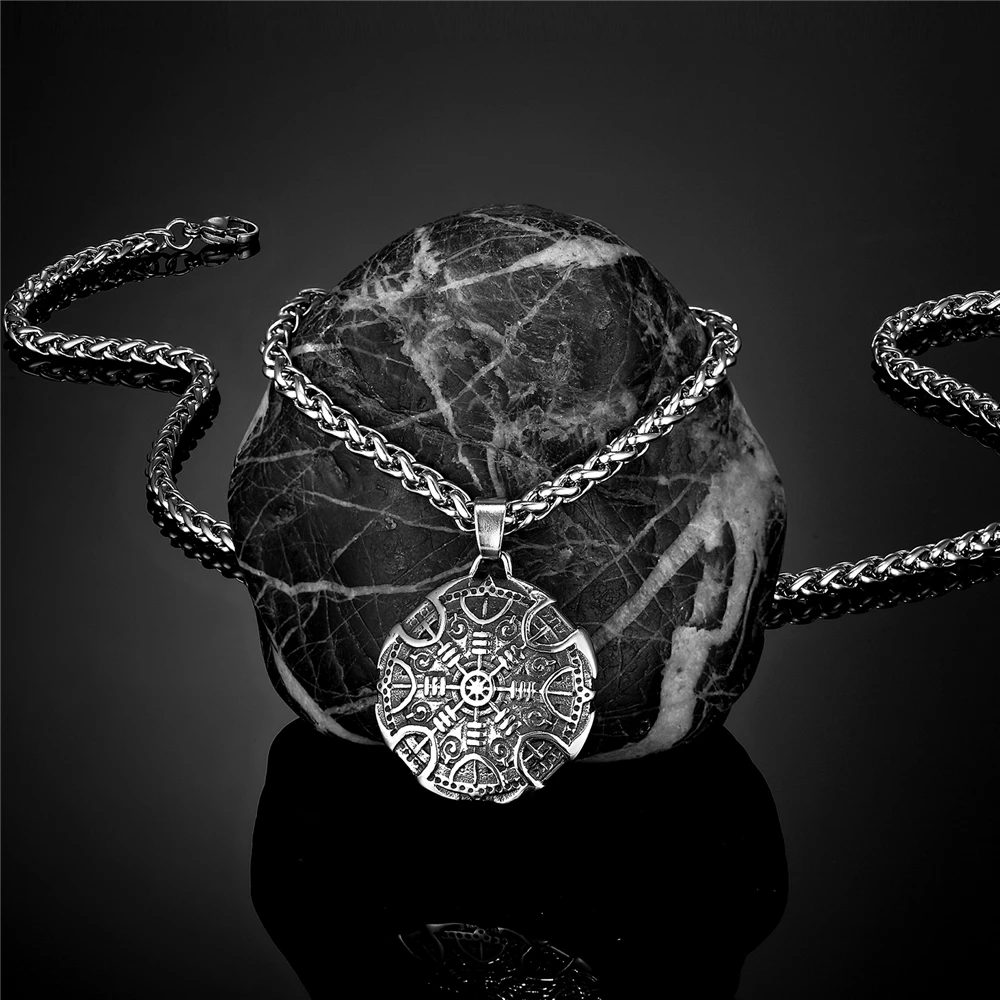 Ожерелье Vikings Vegvisir Рунический Амулет из нержавеющей стали для мужчин мужское
