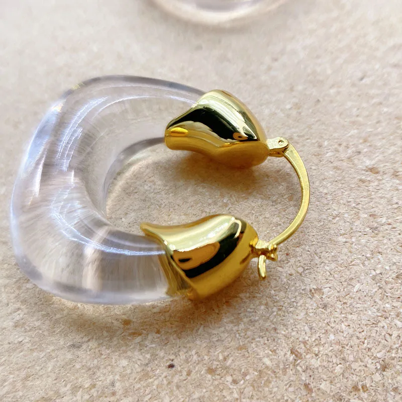 

Woman Earrings Vintage 18K Gold Plated Acrylic Fashionable Lady Elegant Retro 1Pair Europe America Popular Exaggerated Jewelry