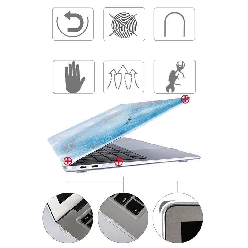 Чехлы с мраморными кристаллами для ноутбуков Macbook Air Pro Retina 11 12 15 16 13 чехол 2020 A2289 A2251