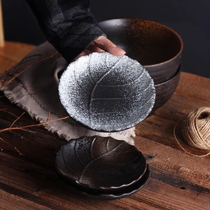 Creative Round Leaf Tree Ceramic Plate Restaurant Western Food Snacks Oval Plate Fruit Plate Japanese and Korean Tableware