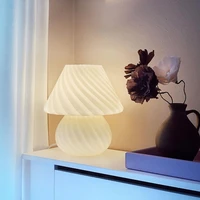 modern korean mushroom led table lamp nordic usb small glass desk light for nightstand bedroom office desks study table loft
