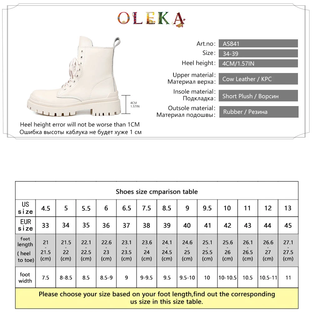 

OLEKA Leather Mid-calf Winter Boots Square Heel Metal Decoration Round Toe Fur Boots Leisure Style Motorcycle Boots New AS841