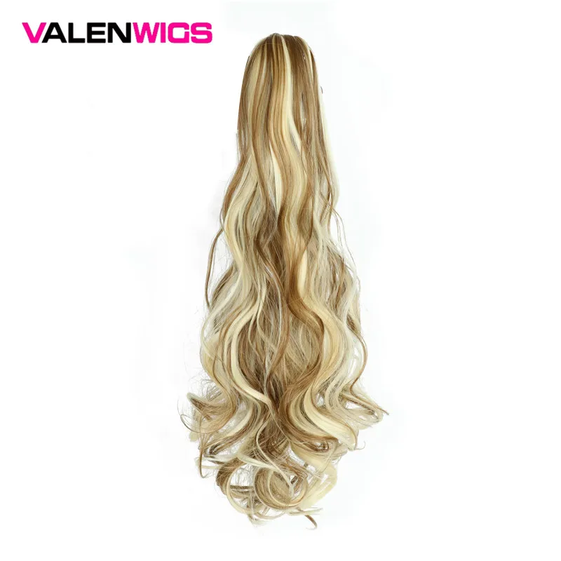 ValentWigs 22 дюйма волнистый Стиль Коготь на заколка для хвоста в синтетических волос для наращивания пони хвост шиньон коричневый блонд волос стиль s