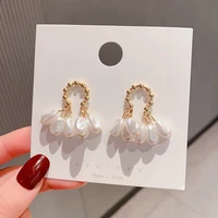 korean fashion irregular geometric earrings s925 silver needle baroque pearl stud earrings womens jewelry wedding accessories