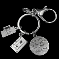 1pcs keychain 2020 new and fun handmade personality with tape radio text nameplate metal keychain gift