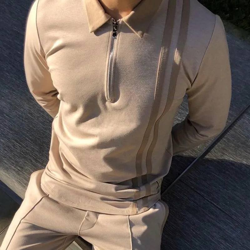 

2021Autumn Men Polo Shirt Long Sleeve Oversized Loose Zipper Color Matching Clothes Fashion Luxury Male Tee Shirts Top U.S.polo