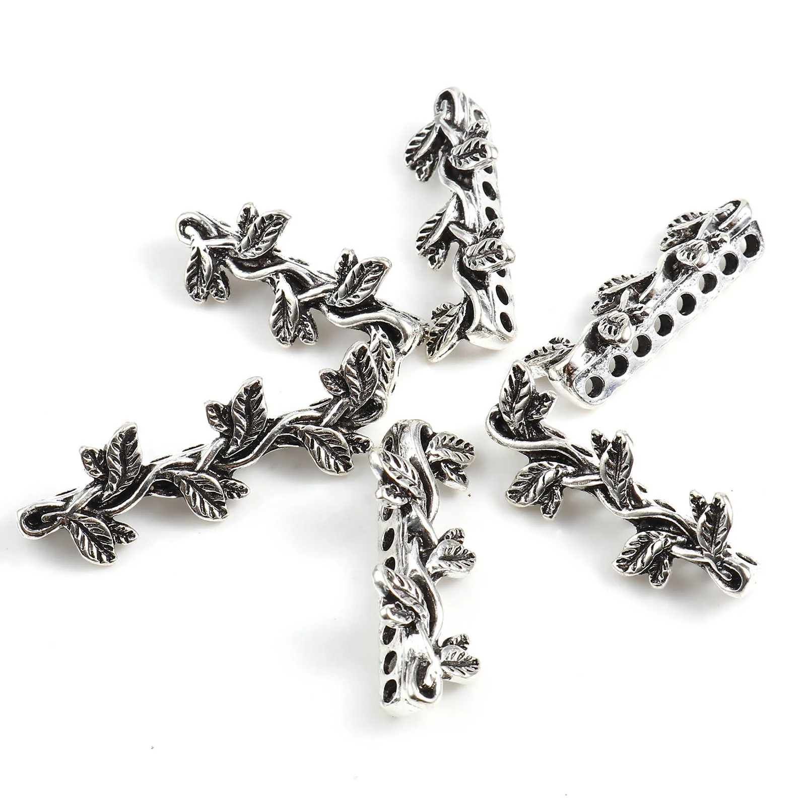 

Vintage Metal Spacer Beads Branch Antique Silver Color Plants Loose Beads DIY Making Bracelets Women Jewlery Findings Gift,10PCs