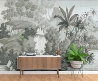 xue su wall covering professional custom wallpaper mural european nostalgic hand painted rainforest banana palm mural background