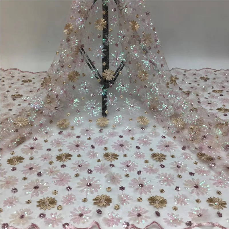 Новый дизайн кружевная ткань африканский тюль элегантная Полиэстеровая