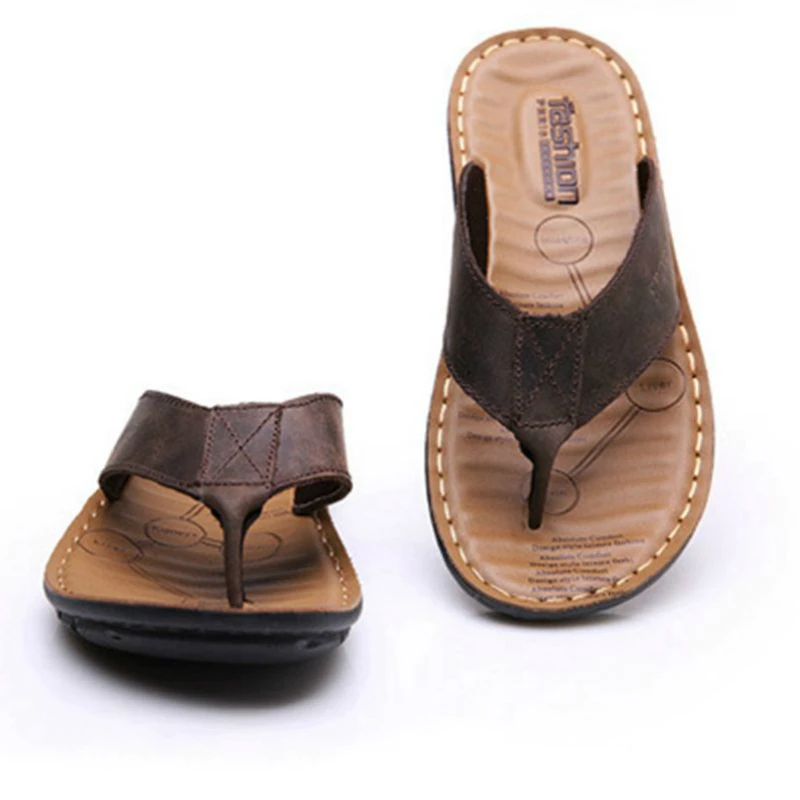 Летние высококачественные мужские шлепанцы Вьетнамки из натуральной кожи