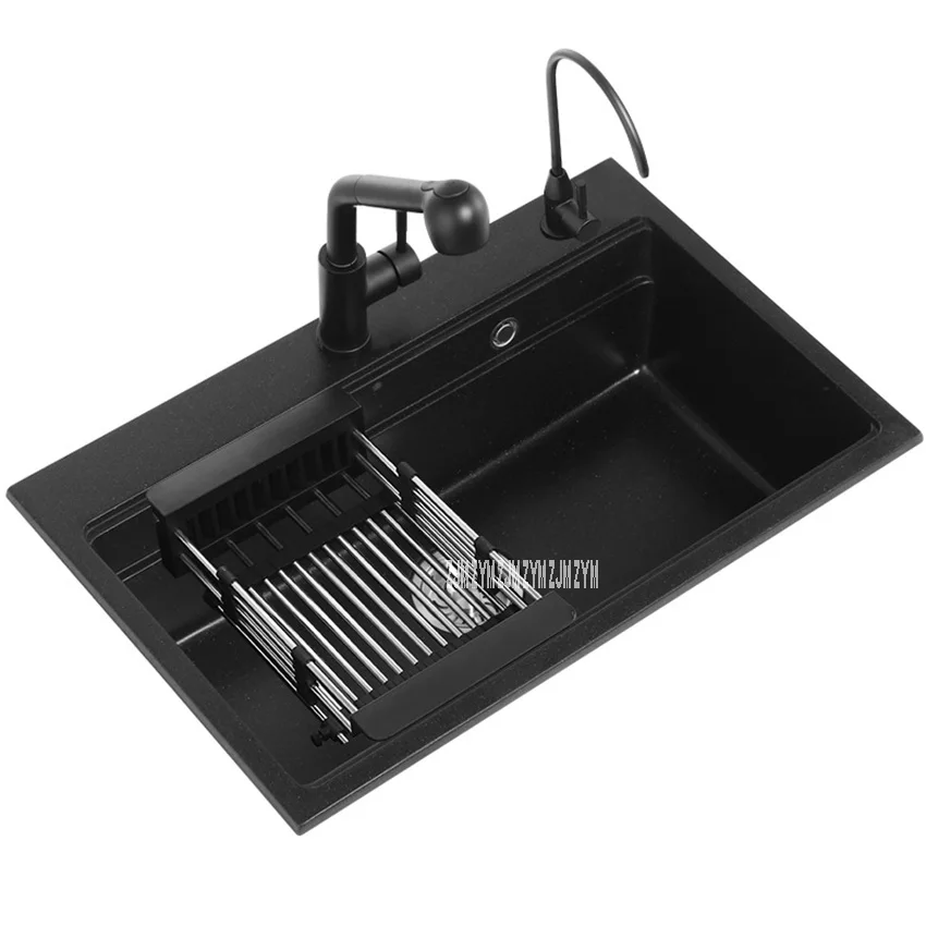 

B-888 Бытовая кварцевая мойка, матовая кухонная раковина с одним отсеком, чаша для овощей, раковина для мытья посуды с сливным шлангом, сливная...