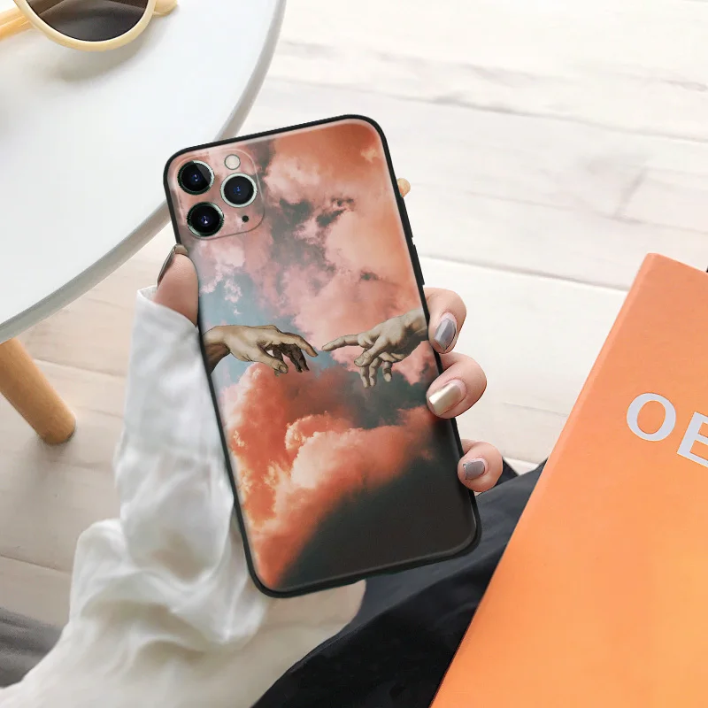 the creation of adams hand aesthetic for iphone se 6 6s 7 8 plus x xr xs 11 pro max soft silicone phone case cover shell free global shipping