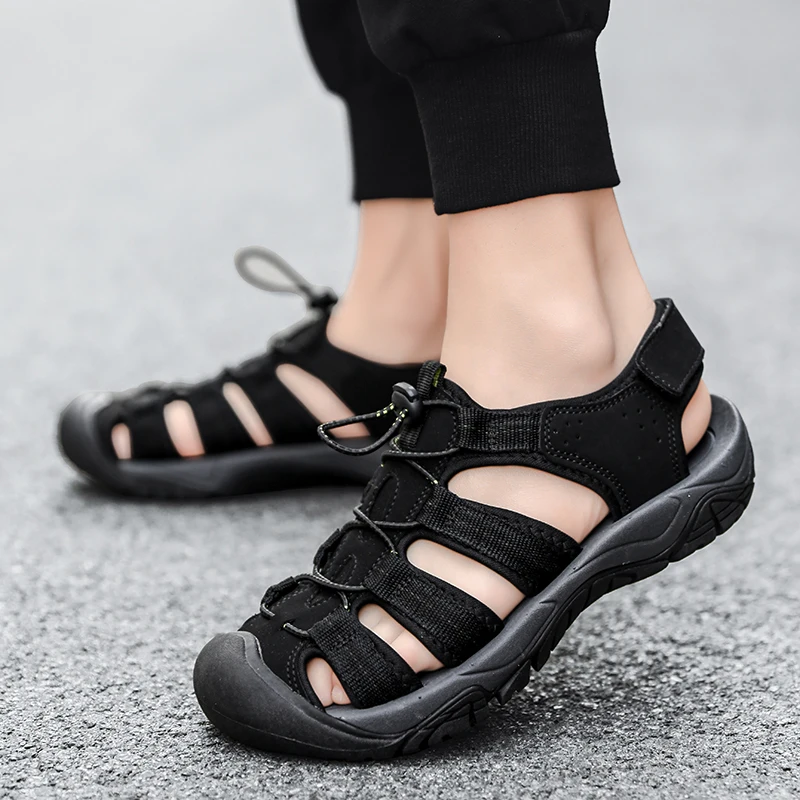 

2021Summer Roman Casual Sandals Men Genuine Leather Shoes Men's Non-slip beach Outdoor Sandals Male Comfortable Sandalias
