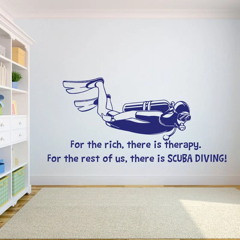 Наклейка цитата на стену Scuba Diver для дайвинга тема океана декор ванной комнаты