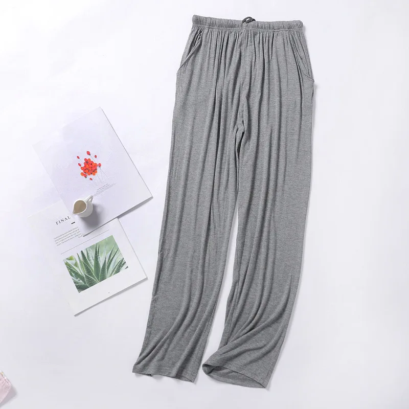 Plus Size Autumn Men Modal Sleepwear Trousers Spring Sleeping Long Pants For Male Elastic Drawstring Sleep Bottoms Homewear