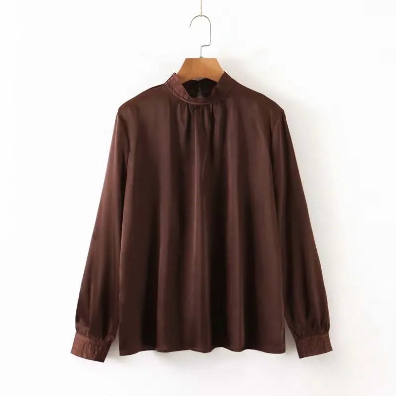 Новинка 2020 Женская однотонная Повседневная сатиновая шифоновая блузка рубашки
