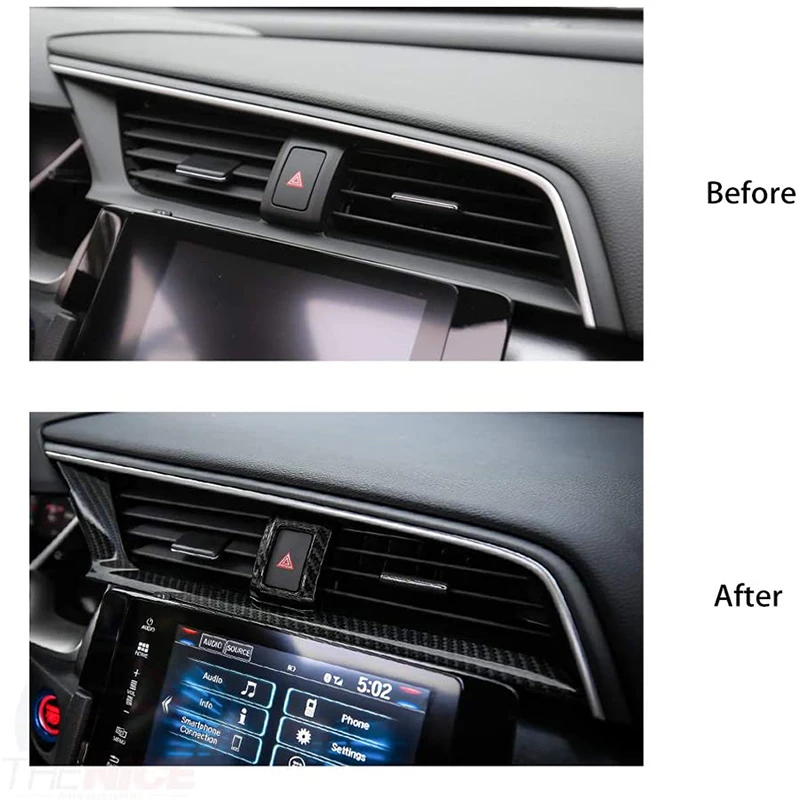 

Carbon Fiber Grain ABS Car Interior Front Side and Console Air Outlet Vent Frame Trim Sticker for Honda 10th Gen Civic 2016 2017