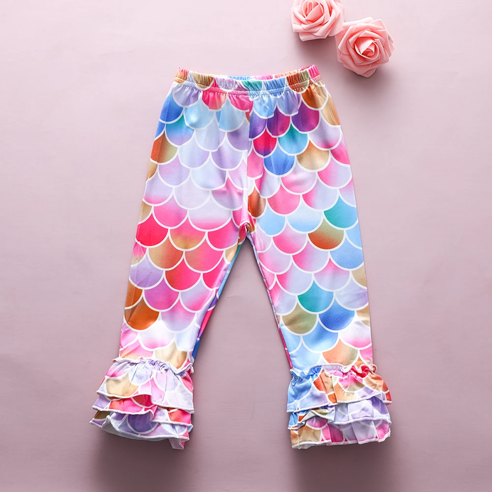 OEAK/модные детские длинные штаны шаровары в полоску с оборками и высокой талией