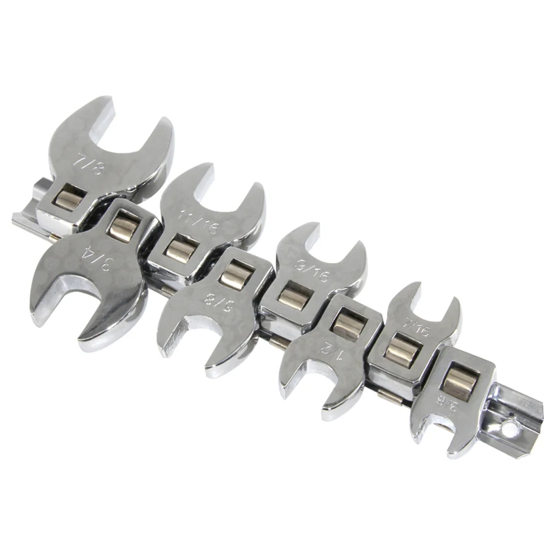 

8 Pieces Of 3/8 Inch Driver Hub Wrench Set 3/8 Inch. To 7/8in. SAE Chrome Crow Foot Wrench Home Use For Car Bike Repairment