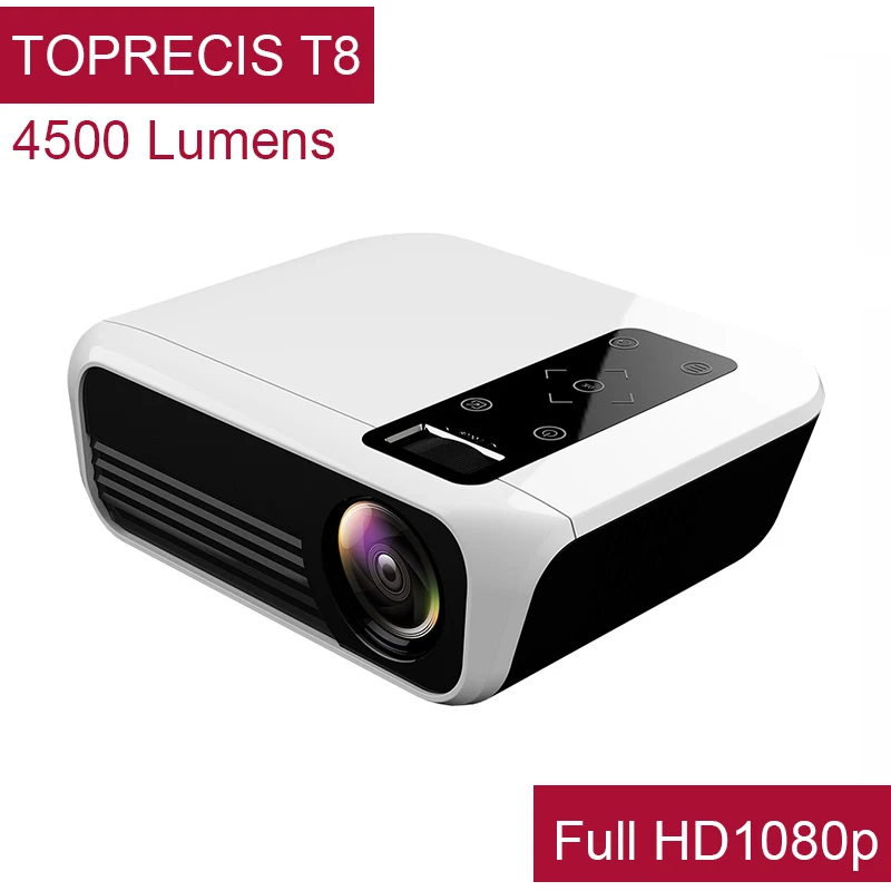 TOPRECIS T8 проектор 4500 люмен 1920*1080p Full HD LCD светодиодный мини-проектор для домашнего
