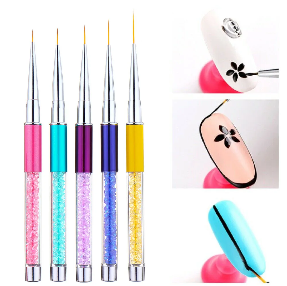 

Rhinestones Handle Pen Nail Art Liner Painting Brush Grid Stripes Drawing Nail Art Nail Art Line Brush Painting Pen Nail DIY