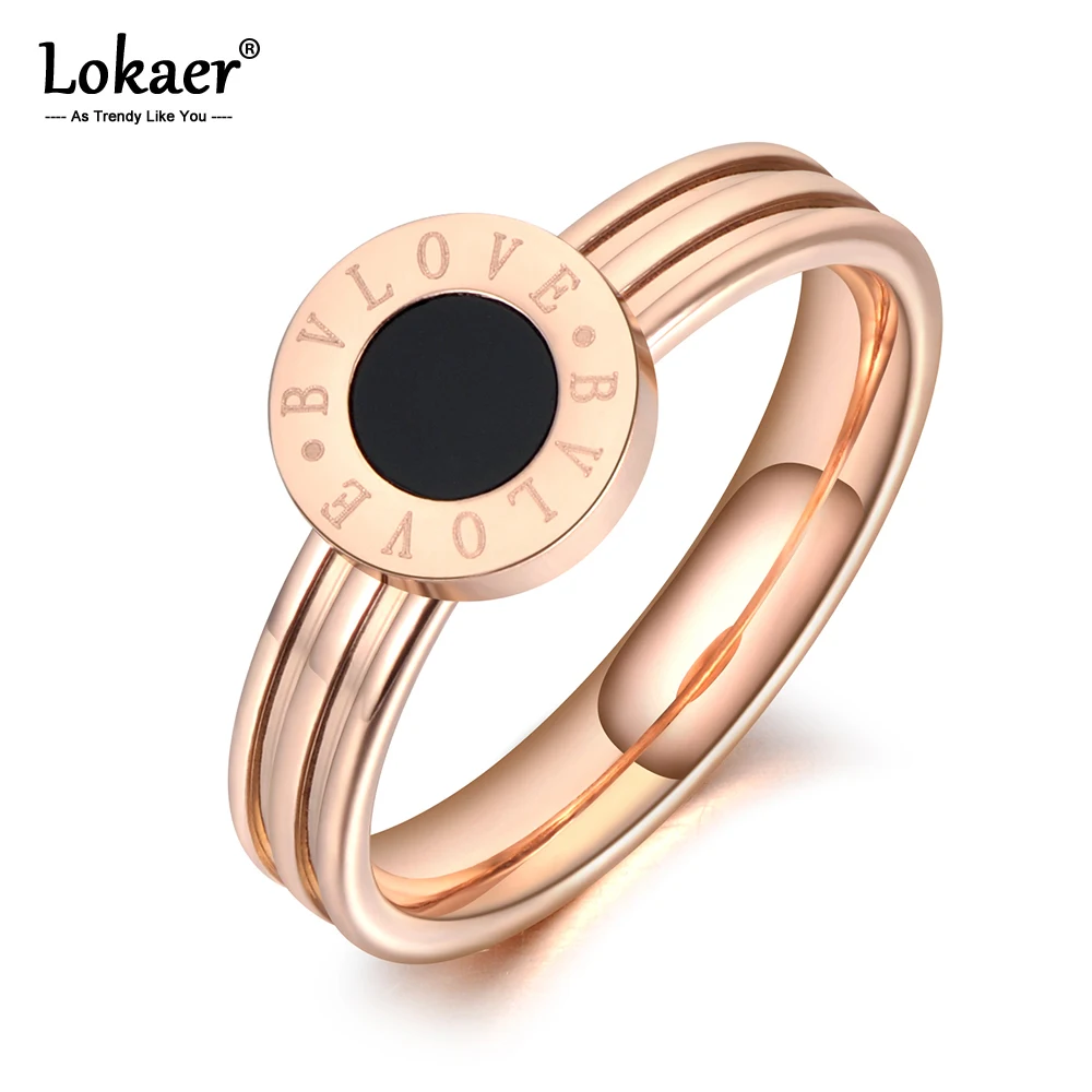 Женское акриловое кольцо Lokaer черное обручальное из титановой нержавеющей стали