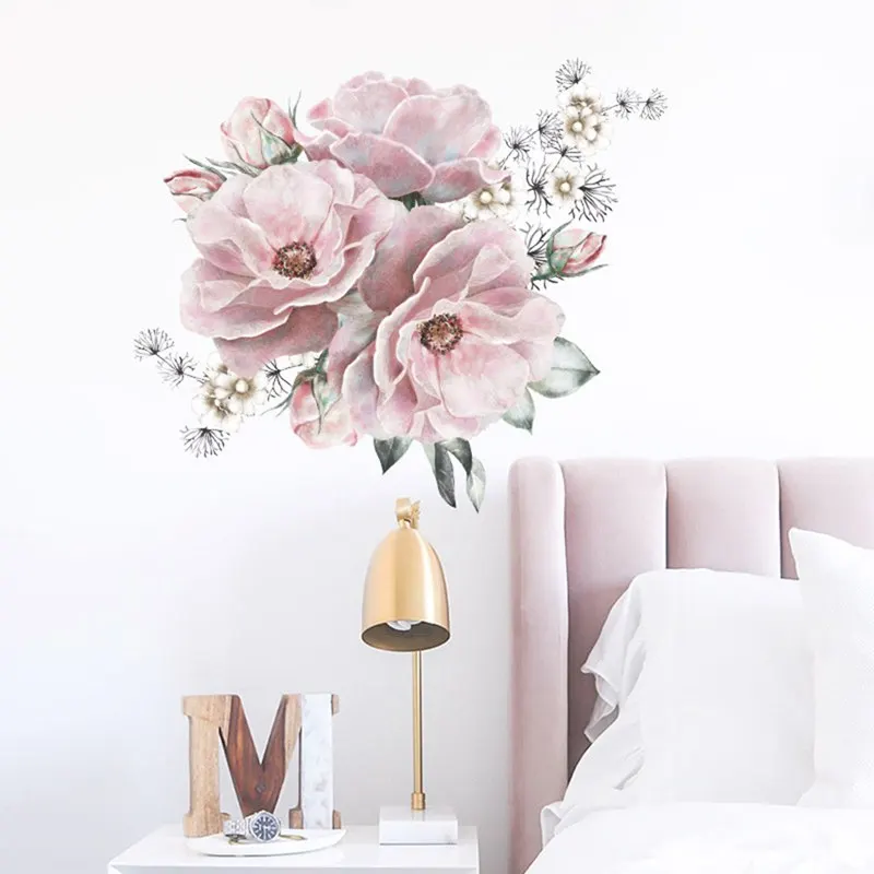 

Durable household products Big Peony Flower Wall Stickers Bedroom Stickers Porch Bedside Wall Beauty Self-adhesive Wall Stickers