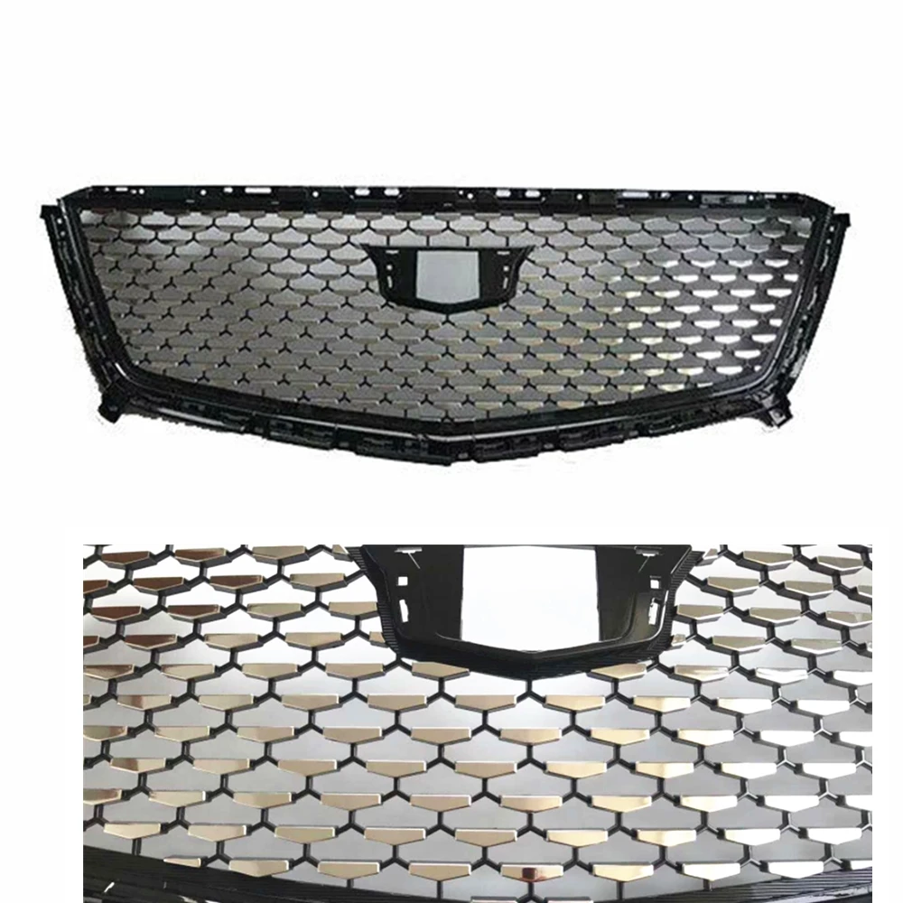 

Car Exterior Upper Racing Grills For Cadillac XT5 2016-2019 2020 Silver Diamond Front Grille Grill Trim Bracket Grating Grid