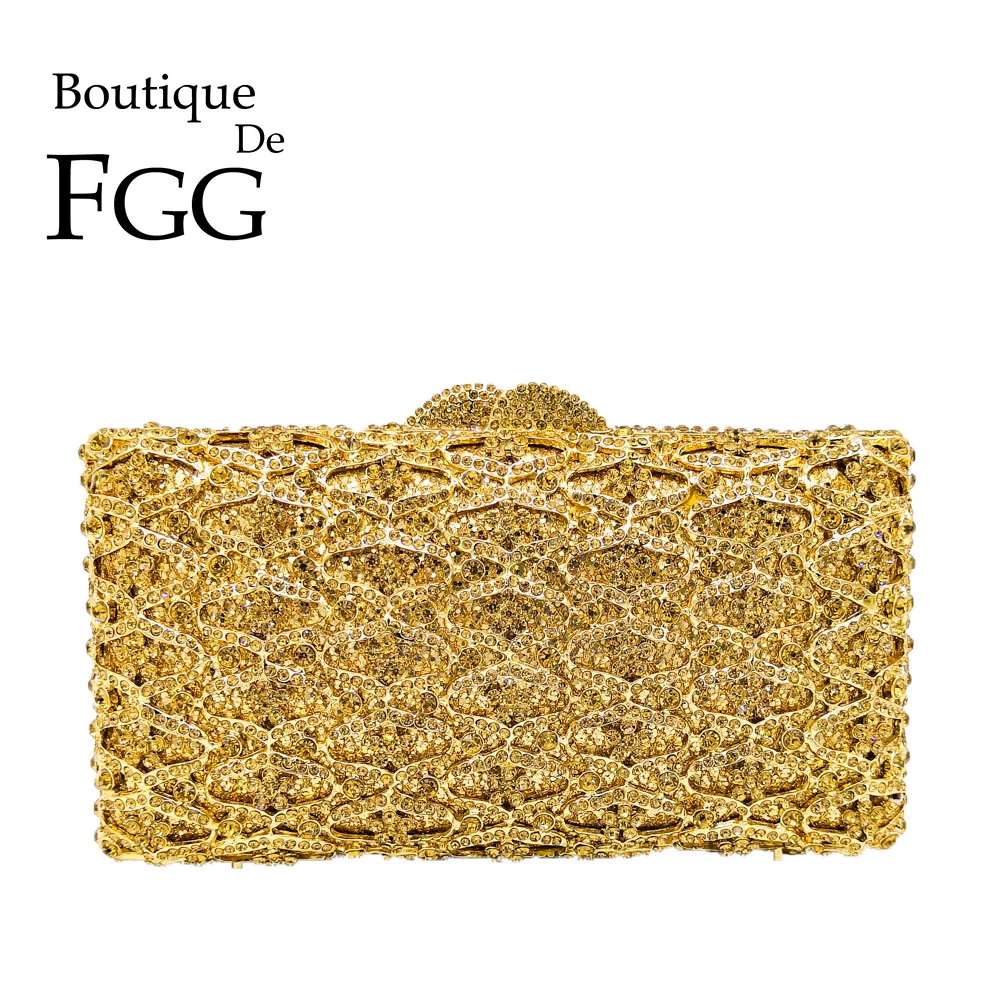 Женские сумки-мессенджер Boutique De FGG золотые с кристаллами |