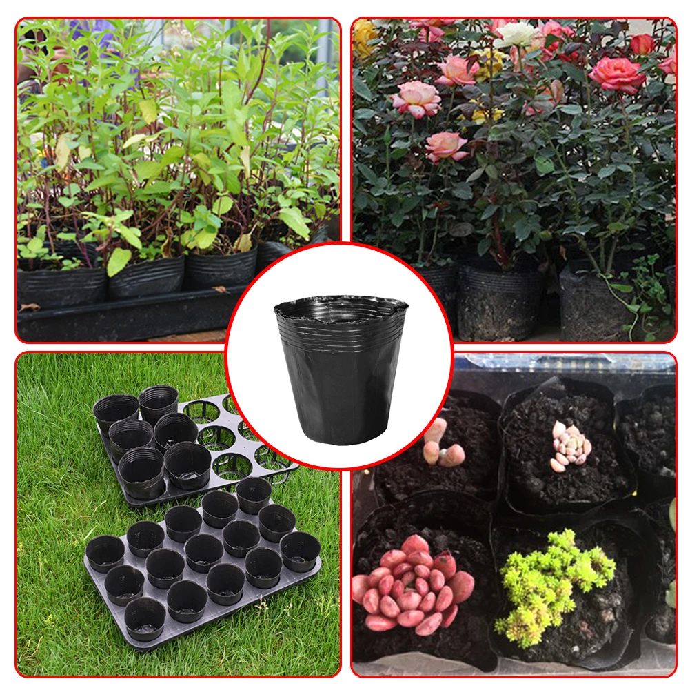 

50pcs 21x21cm Avaible Nursery Pot Plastic Black Nursery Box Garden Container Grow Bag Garden Supplies