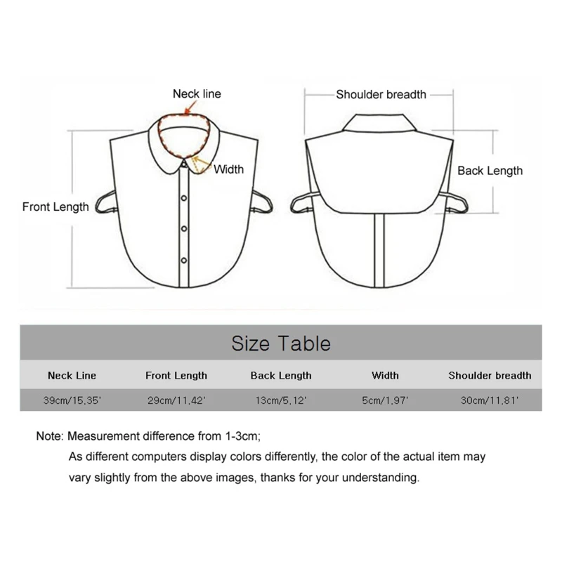 

Women Starry Sky Faux Pearl Beading Lapel Fake Collar Button Down Solid Color Detachable Half Shirt Decorative Dickey
