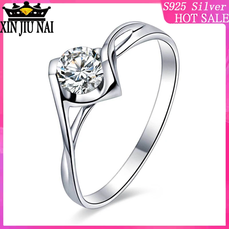 

S925 sterling silver female Korean version of the angel kiss heart-shaped holiday send girlfriend gifts diamond rings for women