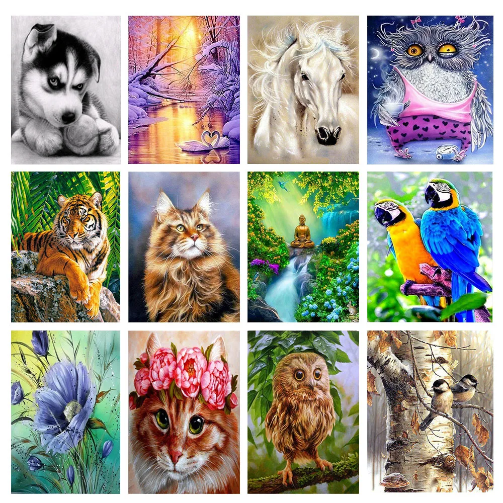 

5D Diy Diamond Full Landscape animals Painting Cross Stitch Kits Diamond Mosaic art Embroidery Painting round Home Decoration