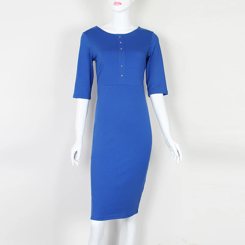 GV1023 Blue Элегантное трикотажное платье до колена, Осень-зима, офисное женское платье на молнии, облегающее платье миди с длинным рукавом, женские вязаные платья средней длины GV1036 - Цвет: GV1023 Blue