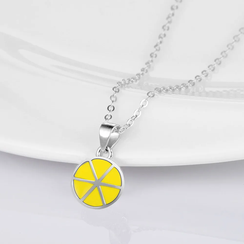 HMSFELY подвеска из настоящего серебра 925 пробы кулон в виде лимонного ломтика для