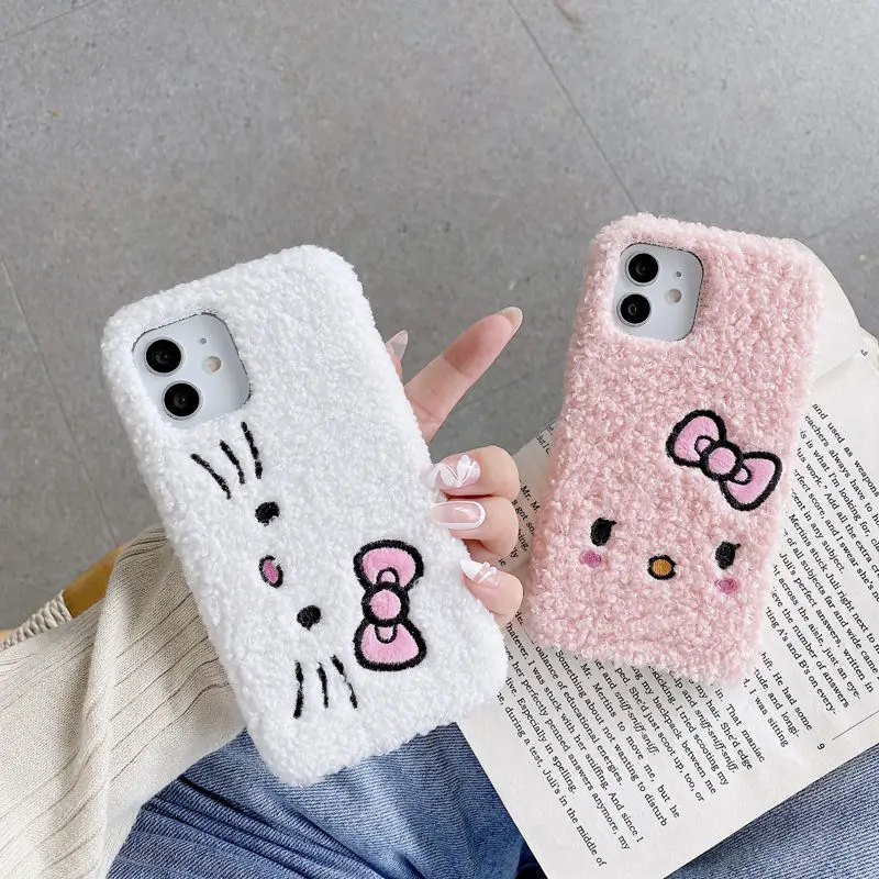

Трехмерный плюшевый чехол Hello Kitty3D для телефона IPhone 13 13Pro 13Promax 13min XSMAX 11 12pro, чехол для телефона