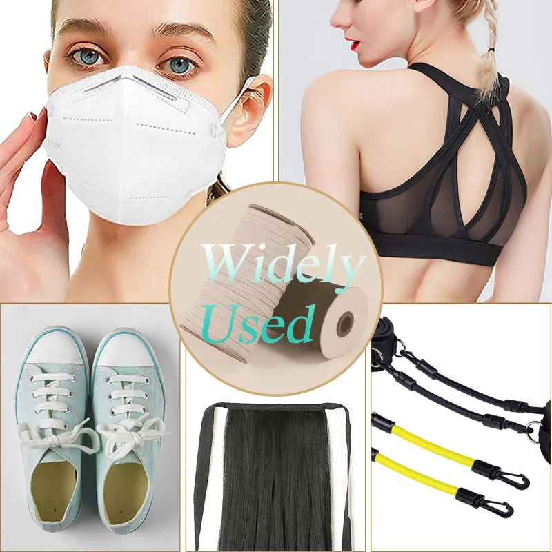 90 ярдов 6 мм высокое Эластичная лента резинкой черно-белое ухо веревочная петля