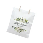 Индивидуальная зеленая розовая свадебная сумочка, персонализированная Дата с именем, белаяКрафтовая фотобумага для декора невесты Вечерние вечеринки