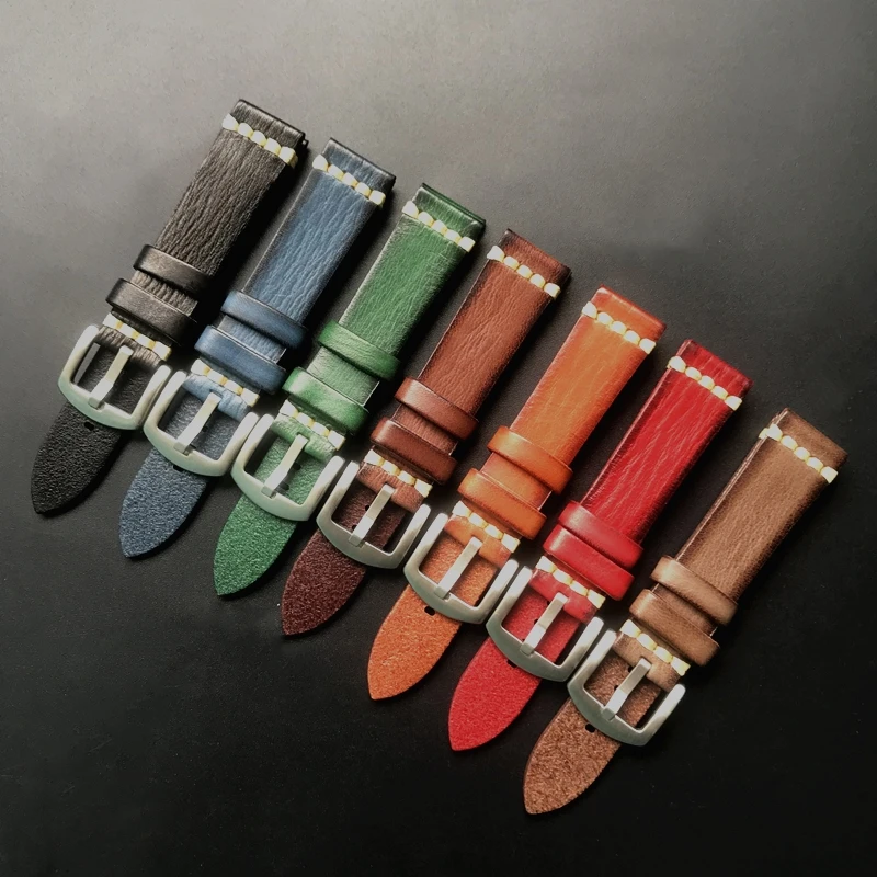 

Handmade Rubbing 20mm Retro Vintage Cowhide Genuine Leather Watchband For Submariner DATEJUST Watch Strap Seiko TIMEX Bracelet