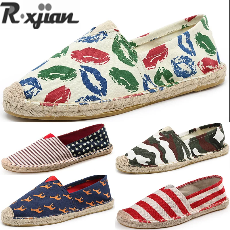 

R.XJIAN new couple hemp rope bottom canvas casual shoes light shoes walking shoes