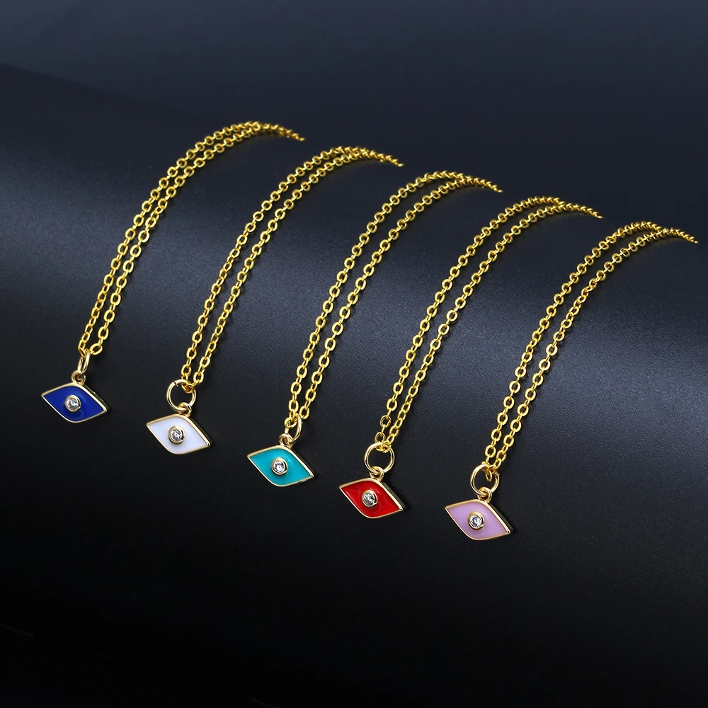 Ожерелье с подвеской удачный глаз многоцветное ожерелье медный золотой цвет