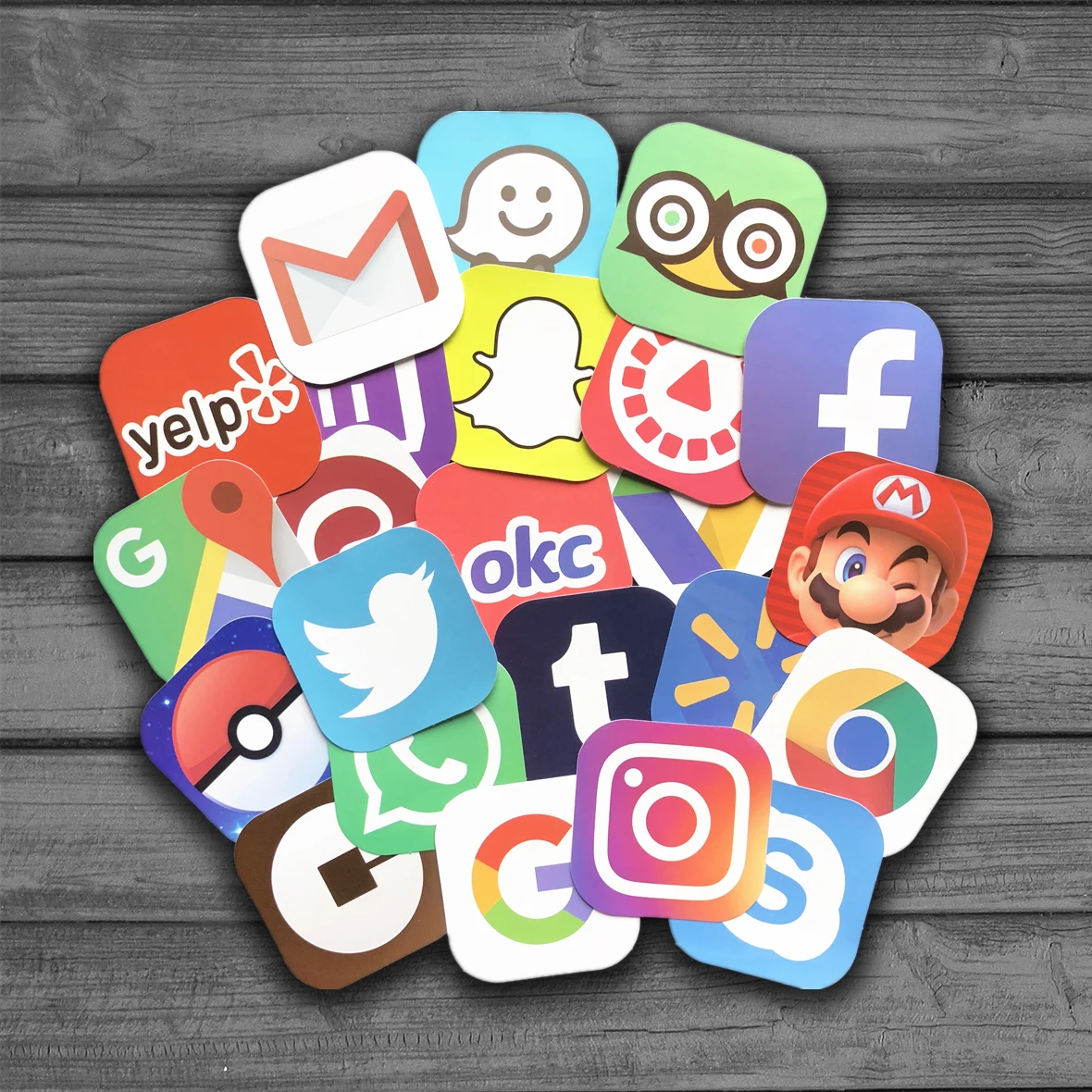 51pcs/Lot Phone APP Sign Mark Design Brand Graffiti Stickers Scrapbooking Skateboard Waterproof PVC Laptop Luggage Stickers Pack