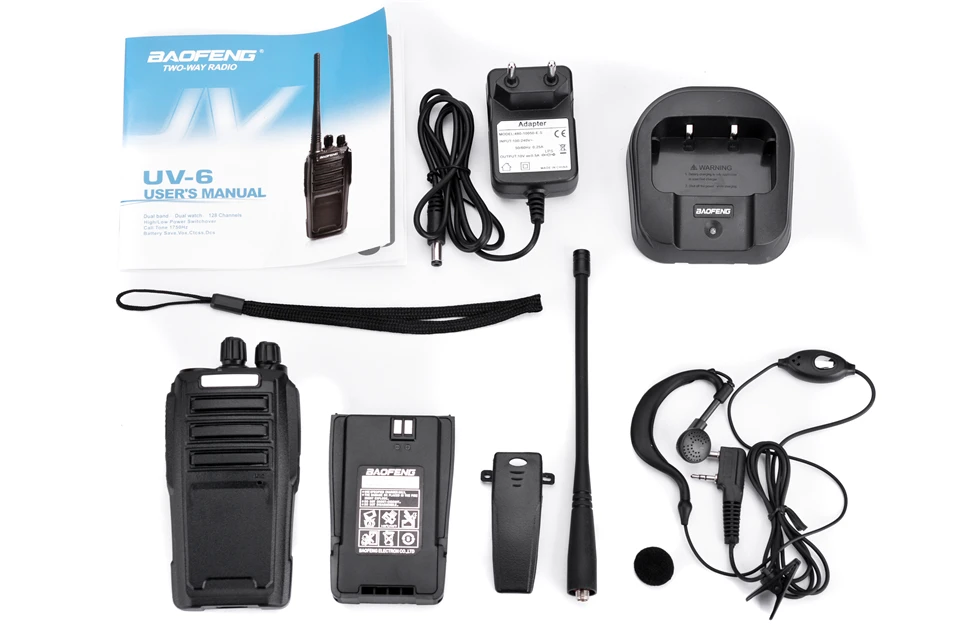 2 шт. Baofeng UV-6 8 Вт Ham Радио охранное оборудование двухстороннее радио зашифрованное портативное радио HF трансивер