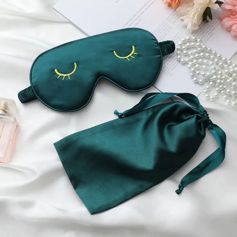 

Silk imitation sleep eye mask hood eye mask adjustable eye mask travel relax eye care tool belt bag