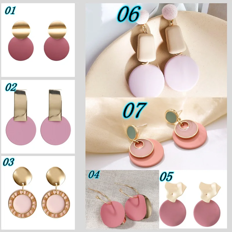 

Personalized Candy Color Contrast Geometric Earrings for Women New Fashion Jewelry Accessories