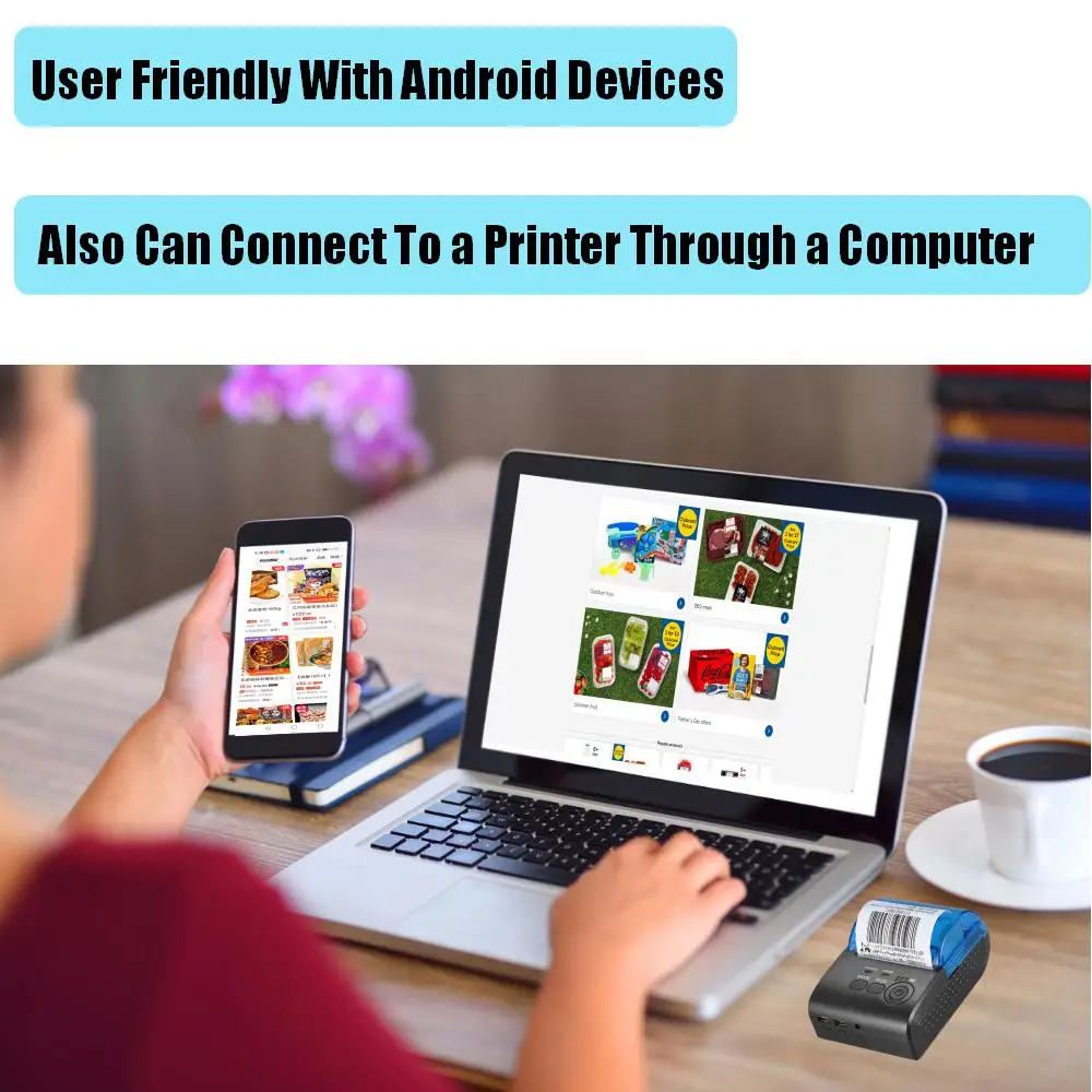 NETUM NT-1809DD 58mm Bluetooth Thermal Receipt Printer for Android IOS Windows AND 5890T RS232 Port POS Portable | Компьютеры и офис