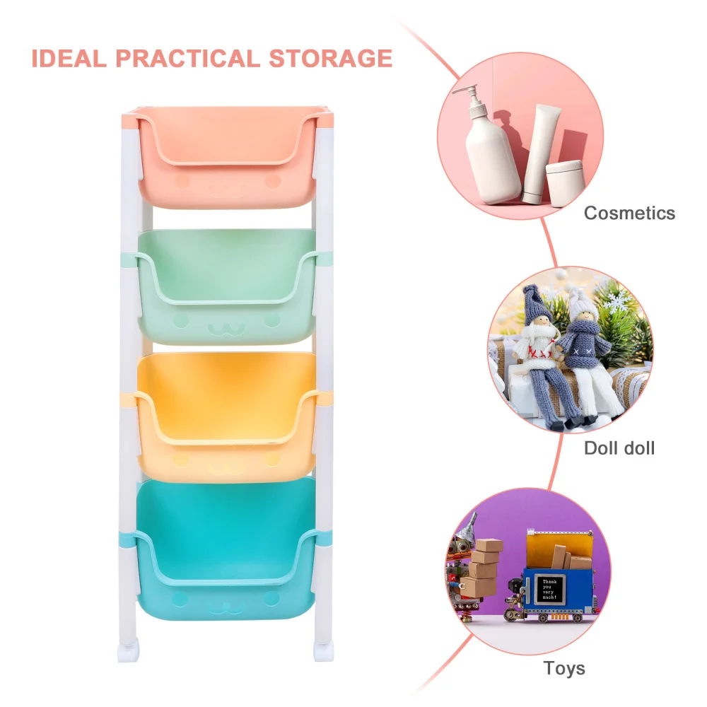 

Multifunctional Vegetables Storage Rack Kids Organizer with Wheels(2 Layers)