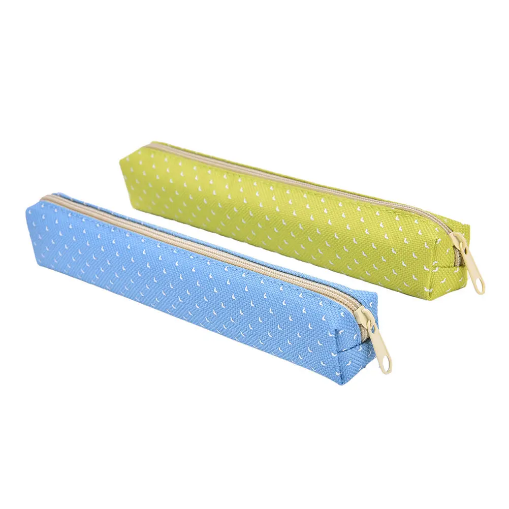 

Cute Candy Color Pencil Case Kawaii Dot Canvas Pen Bag Stationery Pouch For Girls Gift Office School Supplies