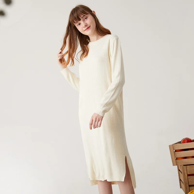 

Dress Women 2021 Autumn New Style Over-The-Knee Base Long Knitted Dresses Fashion Warm Tops For Woman